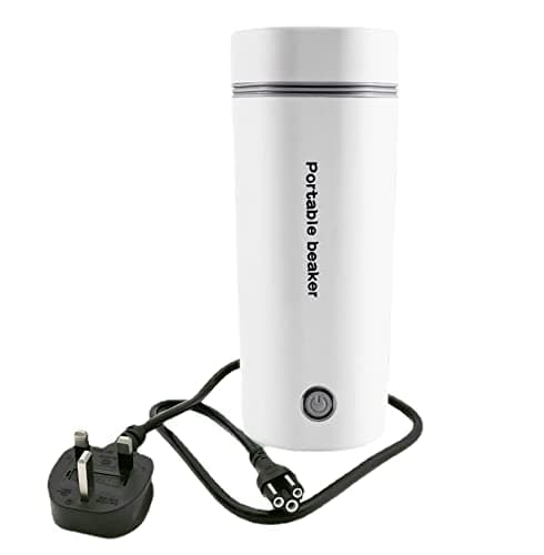 MAKINGTEC Portable Electric Kettle, Stainless Steel Liner Travel Electric Cup Home Mini Heating Teapot Fast Cooking Single Cup Water Heater 350ml Hot Water Bottle (White)