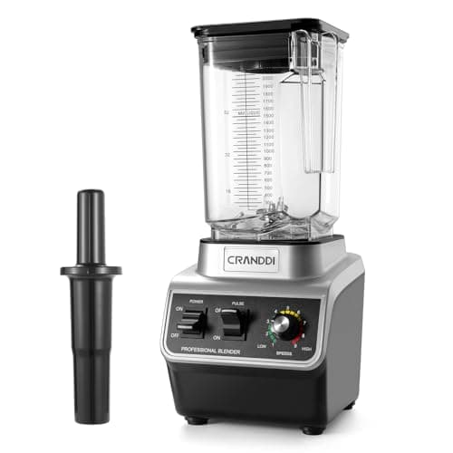 CRANDDI Professional Commercial Blender for Kitchen with Max 1500W High Power, 80oz Large Capacity Blender with Tamper for Crushing Ice, Chopping, Grinding, Making Smoothies, K96 Black