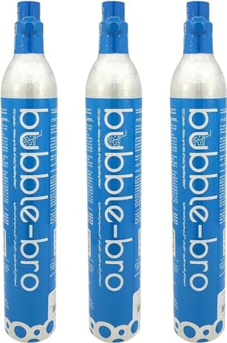 bubblebro 60L CO₂ Cylinder - 3 Pack 410g Food-Grade CO₂ - Compatible also with Drinkmate & Other Standard EU/US Soda Makers (Excludes Quick-Connect & AU Models)