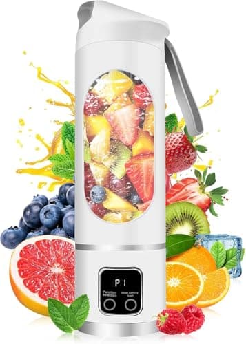 Portable Personal Electric USB Juicer,450ML Mini Blender Portable Blender For Shakes and Smoothies juice,12 Blades Great for Mixing,Compact、Convenient and Versatile (White)