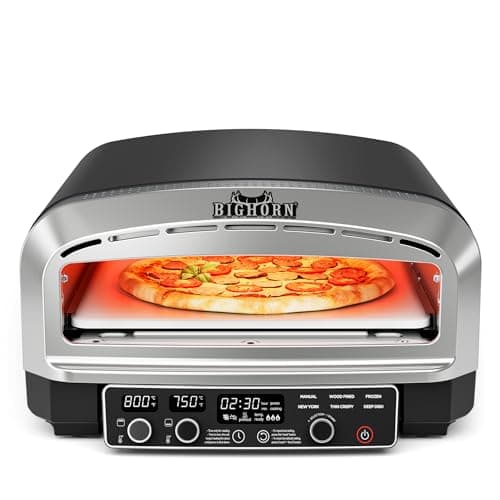 Big Horn Outdoors Indoor Pizza Oven 35Cm Electric Table With 6 Preset Modes Perfect Baking Machine For Home Stone And Peel