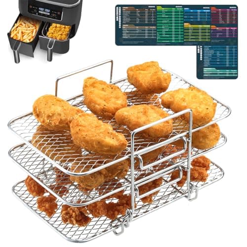 Air Fryer Rack For Ninja Dual With Magnetic Cheat Sheet Accessories Foodi 304 Stainless Steel Multi-Layer Stackable Dehydrator Oven