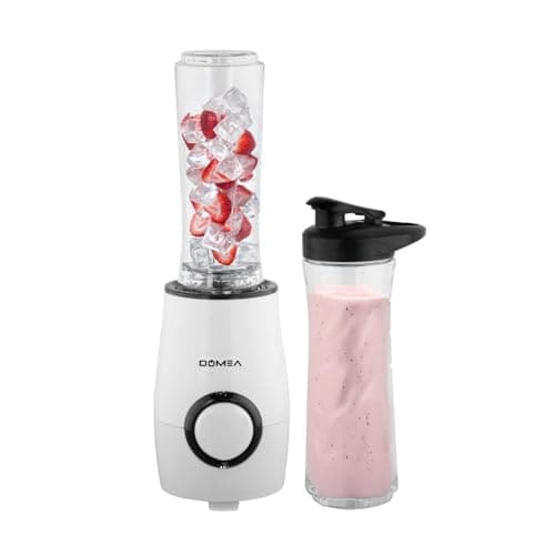DOMEA Personal Blender, 500 ml, Daily Use Mini Size Gym/Sports Blender, 300W Motor, Stainless Steel Blades, Extra Jar Bottle Included, Smoothie Maker, Baby Food, Protein Shakes & Mixing, Portable