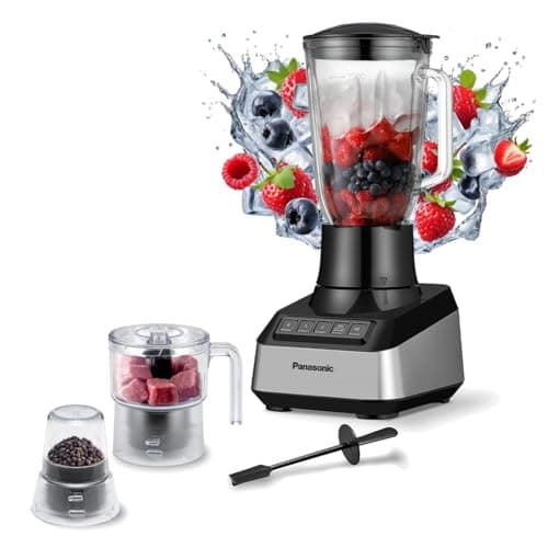Panasonic 800W,8 Blades Glass Jug Blender for Speedy and Smooth Blending with 1 Chopper, 1 Dry Mill - MX-MG54C1KTZ