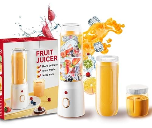 Portable Blender, Smoothie Blender with 2 Cups for Shakes and Protein Drinks, Cordless Compact Personal Blenders 21000 RPM with 10 Stainless Steel Blades for Baby Food, Office,Gym,Home,Travel, Outdoor