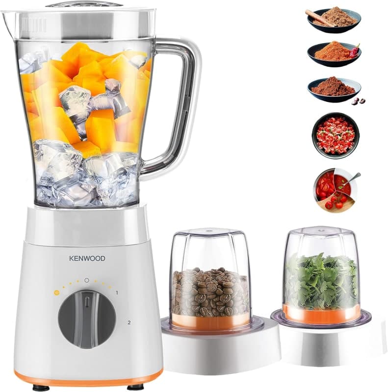 Kenwood Blender Smoothie Maker 500watts 1 5l With Grinder Mill Chopper Mill Ice Crush Function Blp15 360wh White