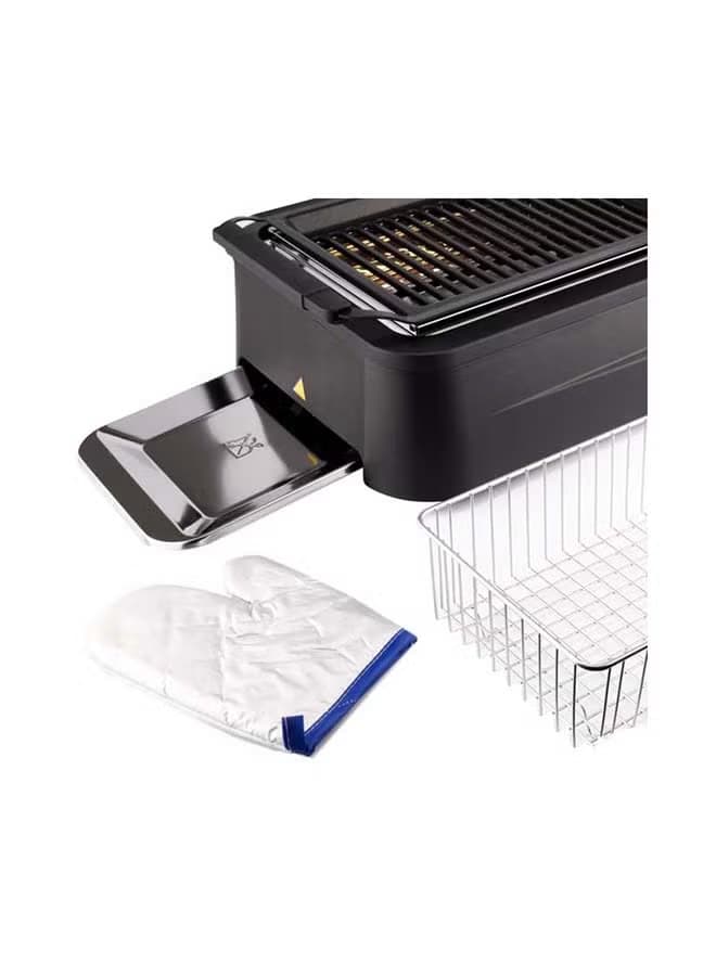 Evvoli Electric Grill Indoor Outdoor Non Stick Smokeless 2 Year Warranty 1800 W Evka Gr1660b Black