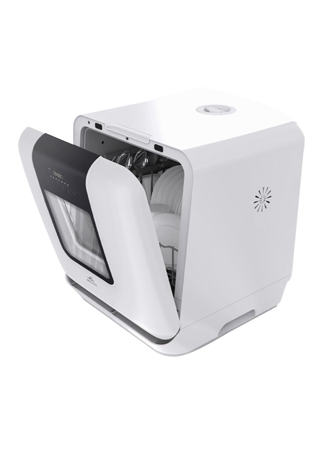 Evvoli Mini Table Top Portable Dishwasher With 3 Place Settings 7 Program Touch Control Led Display Delay Start And Off Peak Wash Function 860 W Evdw 3w White