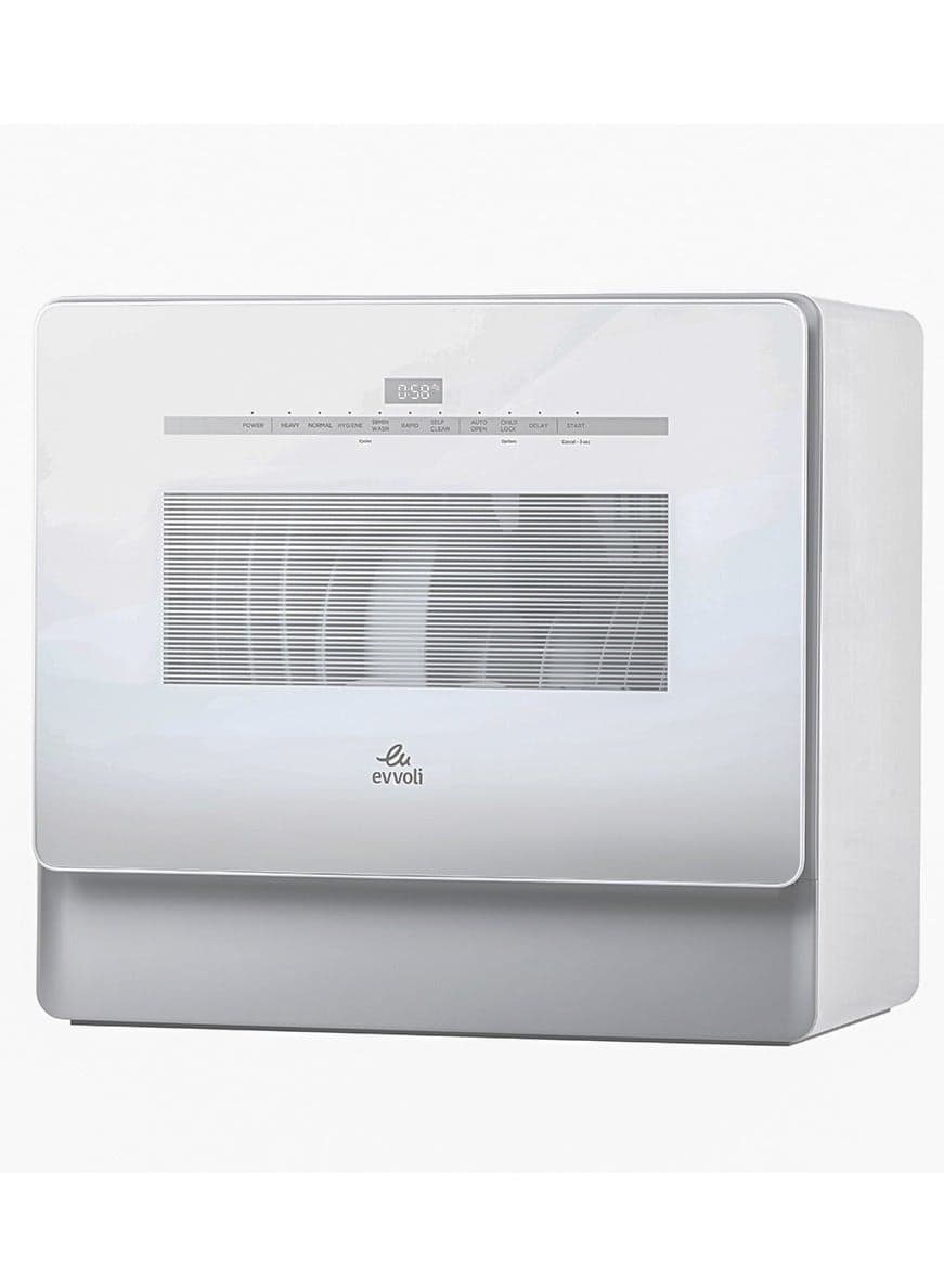Evvoli Table Top Dishwasher 5 Place Settings Residual Heating Dry Auto Door Open Child Lock Touch Control 8 L 1590 W Evdw 5w White