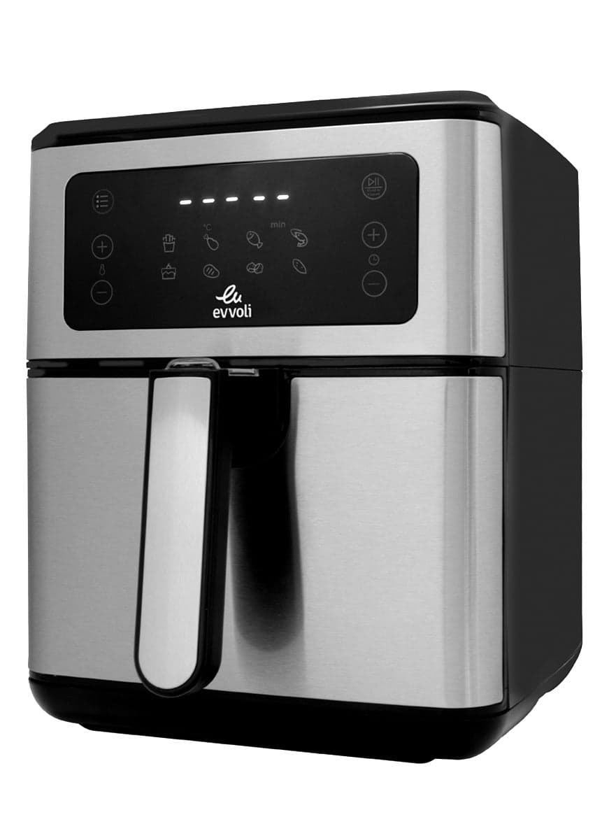 Evvoli Air Fryer 5 5l Digital Control With 8 Preset Programs And Food Processor 1800w Bundle 5 5 L 1800 W Evka Af5508d Evka Fp20b Silver