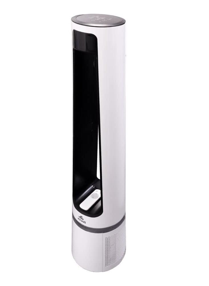 Evvoli Bladeless Fan With Air Purifier 50m Wide Angle 120 Oscillation With Remote Control And Bluetooth Speaker 5w Bundle Evpf 50w Evaud Mb5ag White
