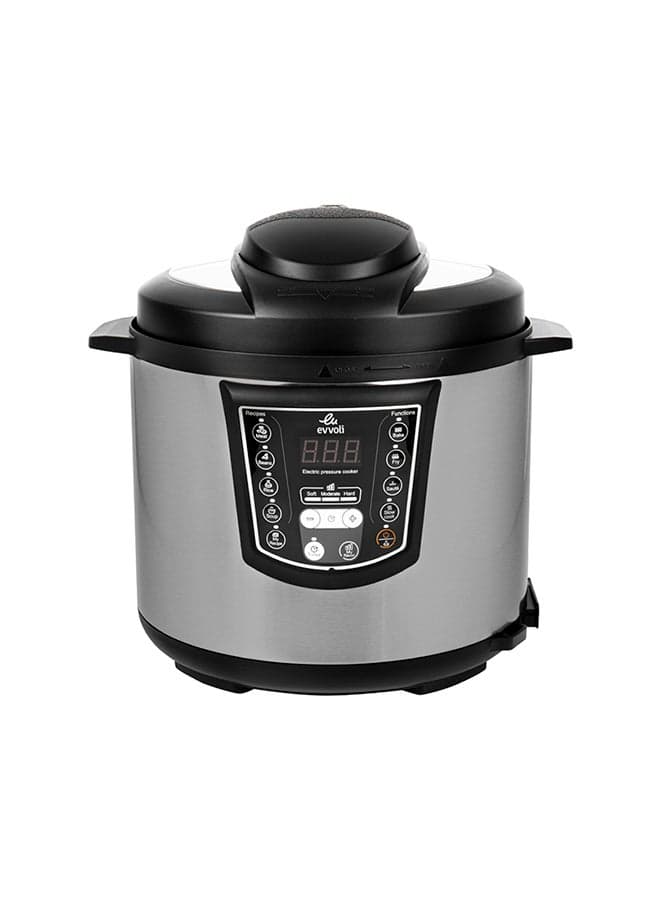 Evvoli 9 In 1 Multi Use Programmable Pressure Cooker Digital Led Display With 2 Years Warranty 6 L 1000 W Evka Pc6009b Black silver