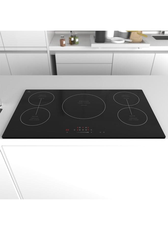 Evvoli Bulit In Induction Hob 5 Burners Soft Touch Control With 9 Stage Power Setting And Saftey Switch 9400 W Evbi Ih905b Black