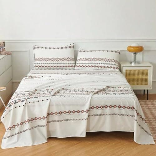 LUNA Home- King Size 4 Pieces Bedsheet Set Boho Design.
