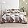 LUNAHOME King Size 6-Piece Bedding Set - Simply Geometric Print in Brown and Grey, Includes Fitted Sheet and 4 Pillowcases