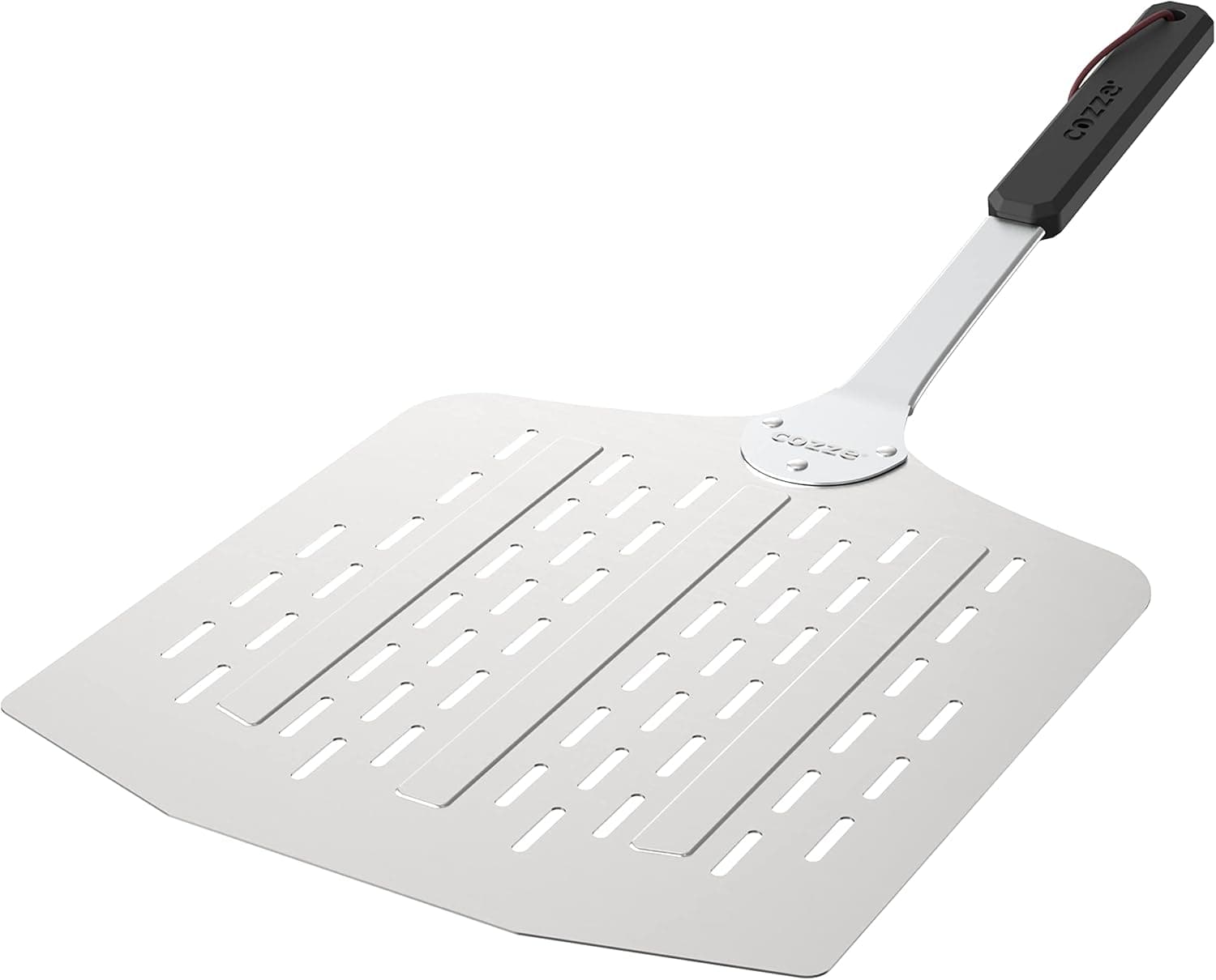 Cozze Pizza Paddle With Holes Stainless Steel Aluminium Lfgp Approved Perforated Surface Bakelite Handle With Leather Strap 66 X 30 X 30 Cm