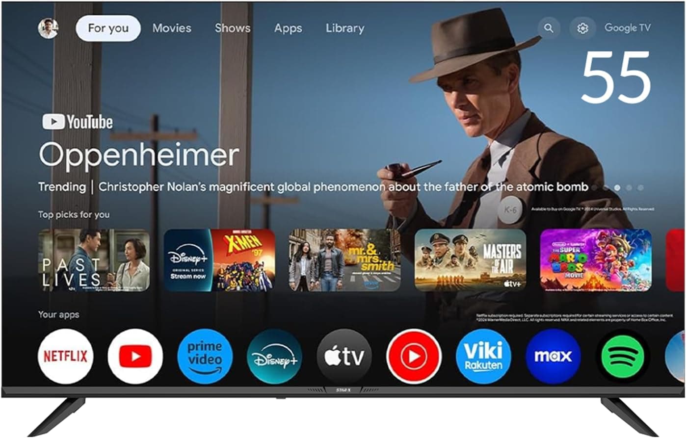 Star-X, 55 Inch 4K UHD LED Smart TV, Google TV, Dolby Audio, 55UH680G