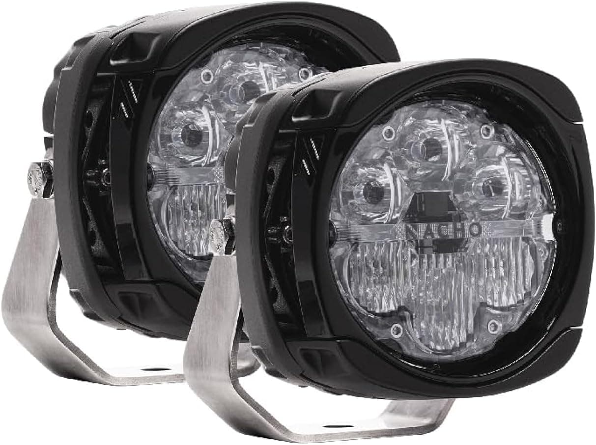 NACHO PM411 Quatro Spot Flood Combo Offroad LED Lightning 4 in 60W each Effective Lumens 14,400 Candela 124,000. Provides a wide coverage area and spotlight - Pair
