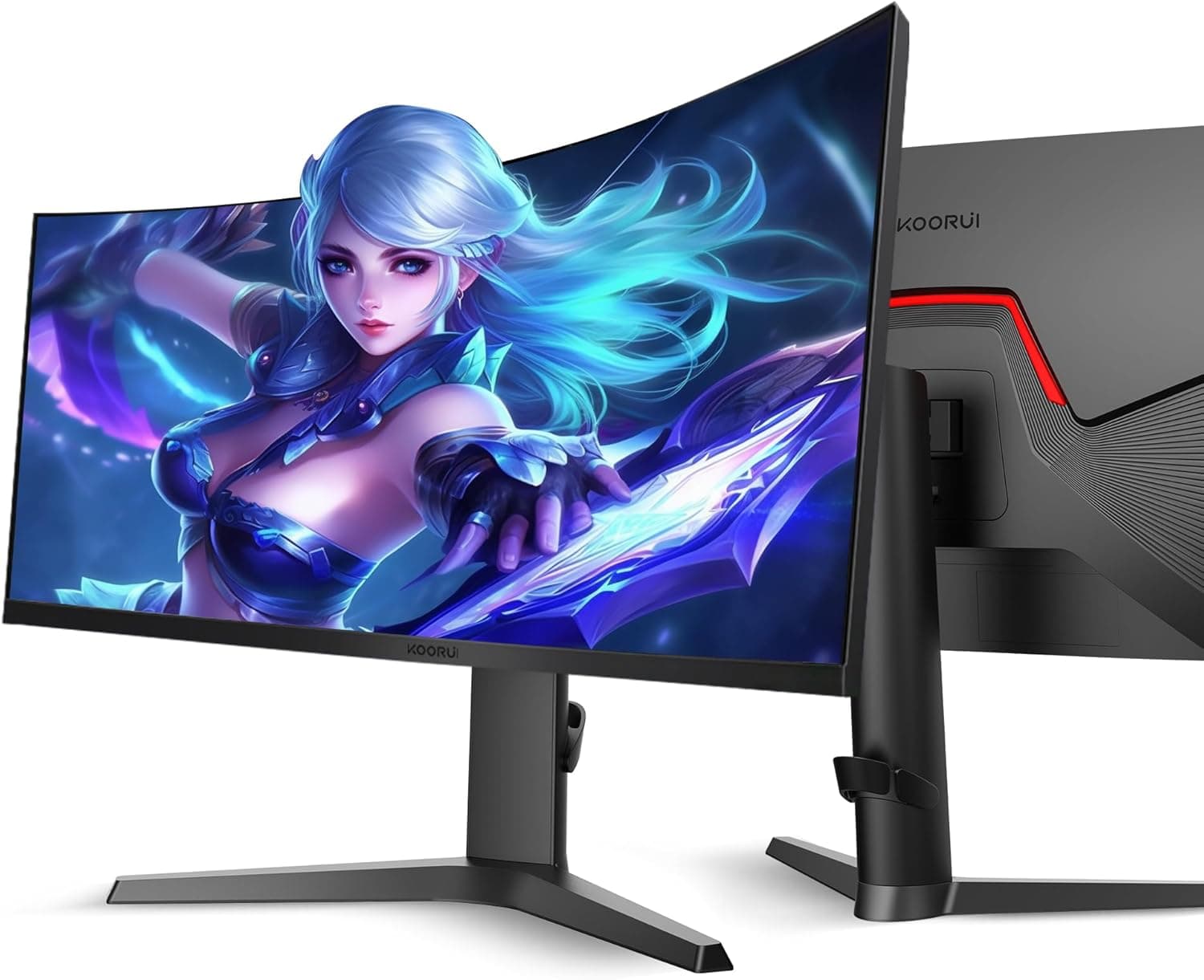 Koorui 21 9 Wqhd 3440 1440 4k hdr 400 34 Inch 1800r Curved Gaming Monitor 165hz Mprt 1ms amd Freesync Premium Nvidia G Sync Hdmi Dp 90 Dci P3 Osd Roker Computer Gamer Monitors