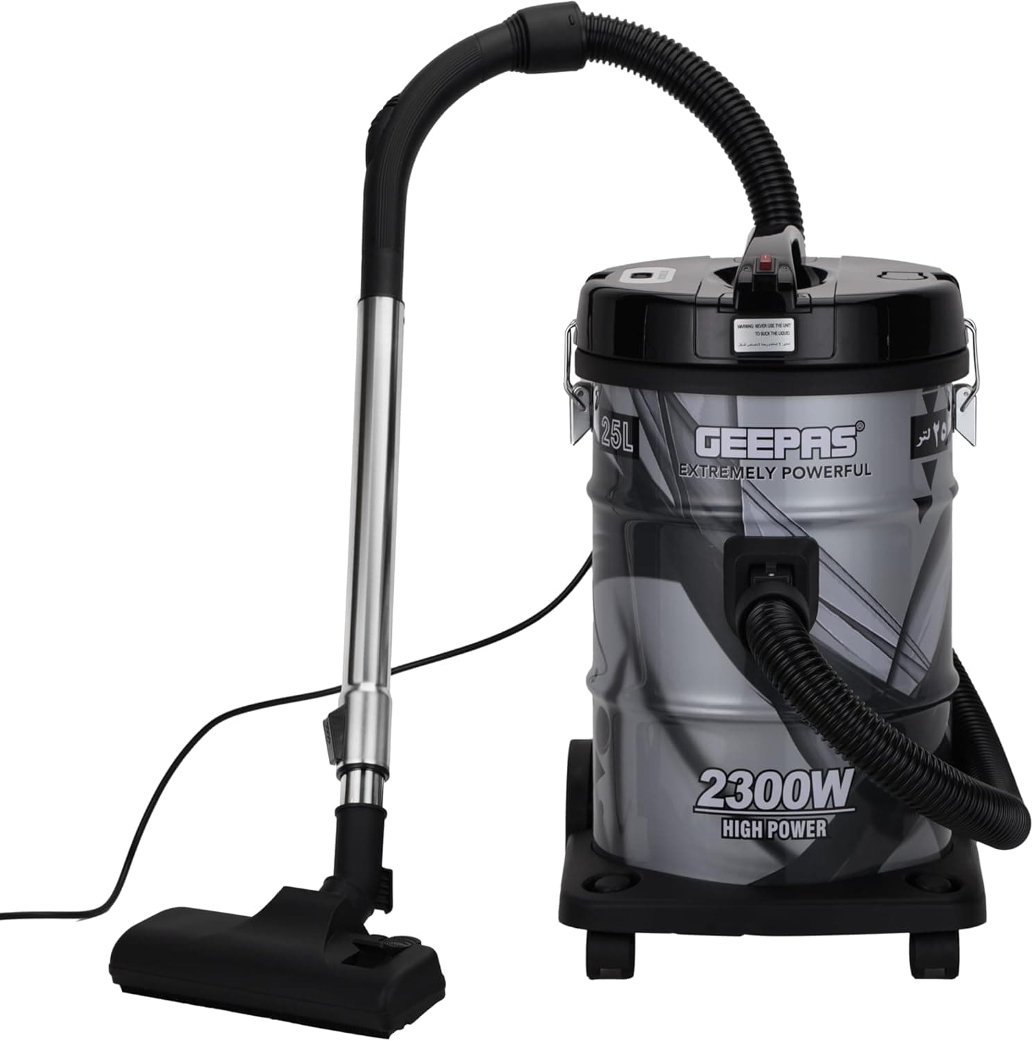 Geepas Gvc2598 2300w 21l Drum Vacuum Cleaner Portable Abs copper iron Dust Full Indicator With Parking Position Air Blower Function With Adjustable Suction Power 2 Years Warranty