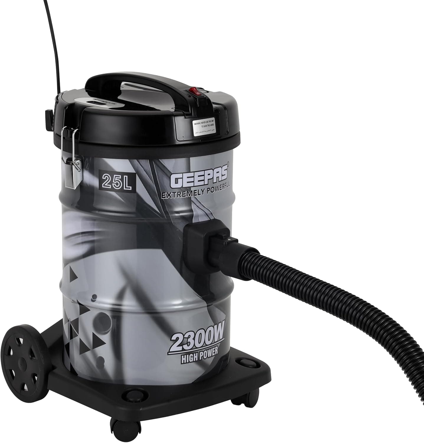 Geepas Gvc2598 2300w 21l Drum Vacuum Cleaner Portable Abs copper iron Dust Full Indicator With Parking Position Air Blower Function With Adjustable Suction Power 2 Years Warranty