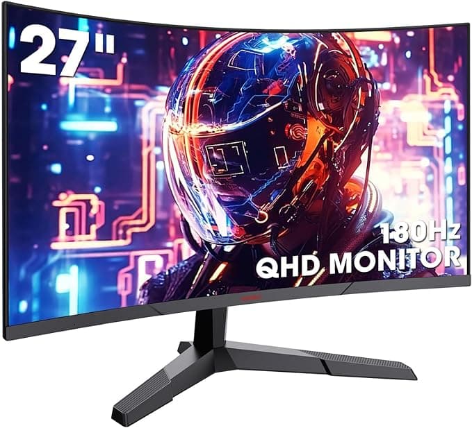 Koorui 27 Inch Gaming Monitor Fast Va Panel Qhd R1500 180hz 1ms Dci P3 85 Percent Dp hdmi Game Mode Eye Protection Rocker Button Three Sided Narrow Bezel Design