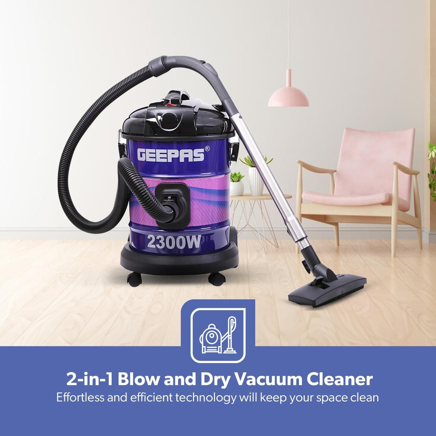 Geepas Drum Vacuum Cleaner Multicolor 2300 W Gvc2588