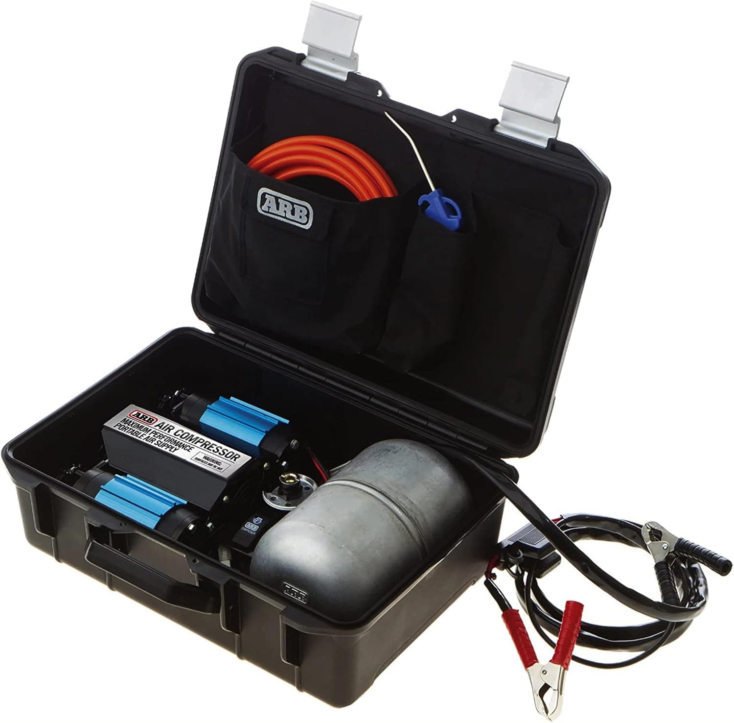 ARB CKMTP12 Air Compressor 4x4 for Car, SUV, Truck | Twin Motor High Performance Tire Inflator | 135-150 PSI Integrated Air Tank | Waterproof Storage Case | 20 ft Hose with Accessories