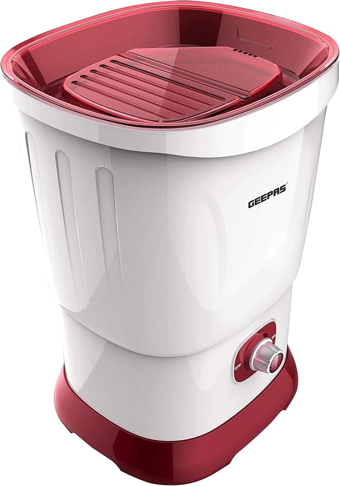 Geepas Portable Washing Machine 160w Portable Ideal For Cleaning Clothes Removable Drain Pipe 25l Capacity Compact Washer For Apartment Traveling Single Translucent Tub
