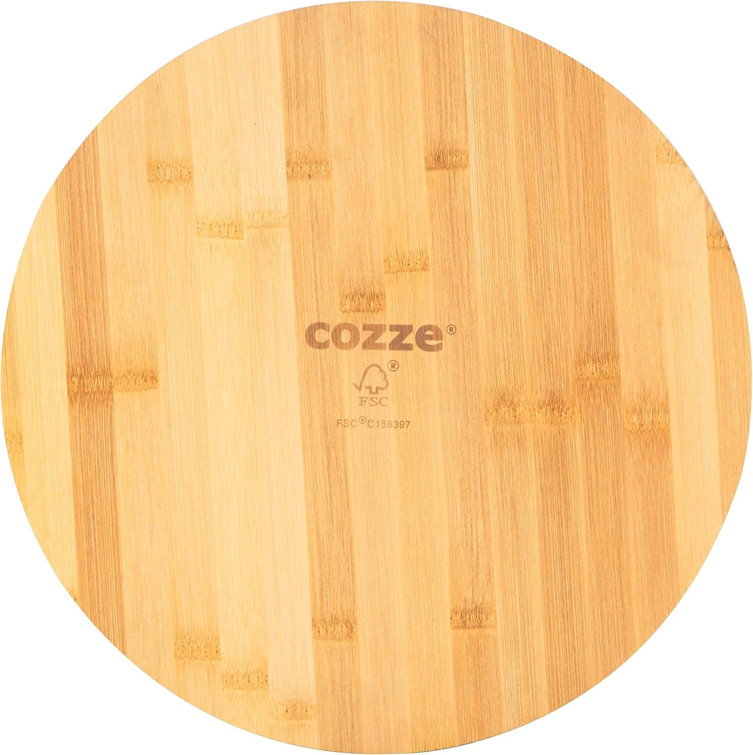 Cozze Bamboo Cutting Board Fsc Certified 35 Cm Diameter 1 2 Cm Thick Ideal For Pizza Preparation And Serving