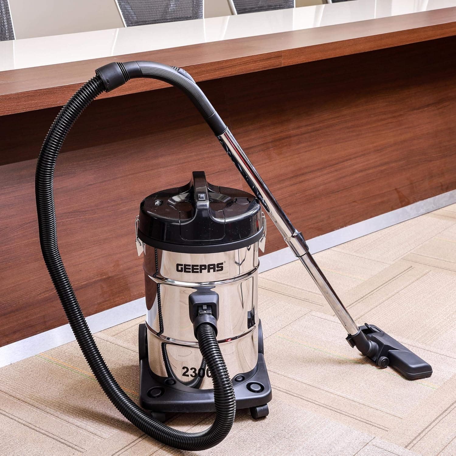 Geepas Gvc2597 2 In 1 Blow And Dry Vacuum Cleaner 2300w Powerful Copper Motor 23l Stainless Steel Tank Dust Full Indicator 2 Year Warranty