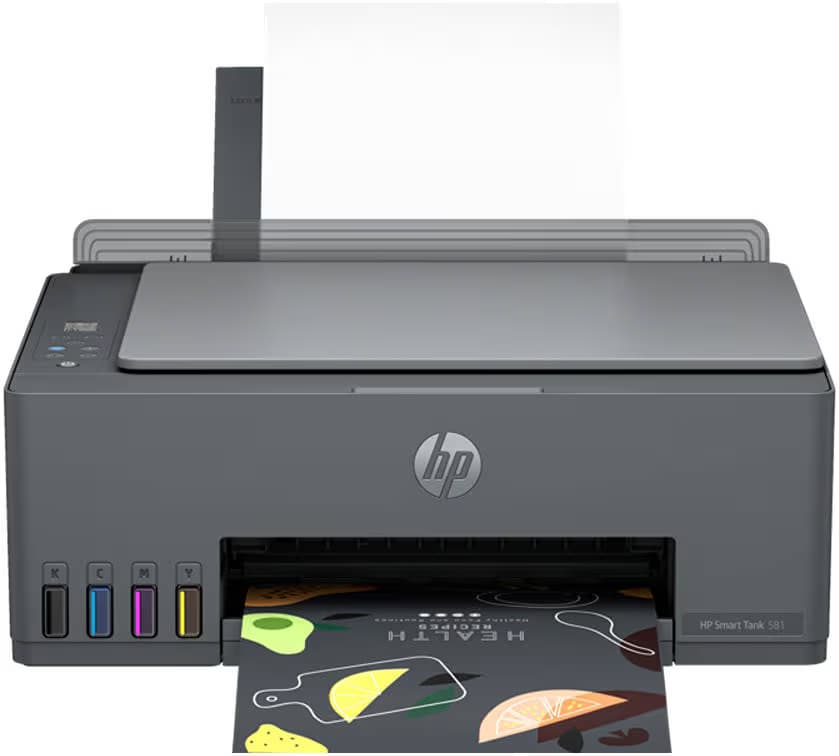 HP Smart Tank 581 All-in-One Printer, 33 Segments + 1.2" iCON LCD Display, 12ppm Black & 5ppm Color Print Speed, Up to 1200dpi Resolution, 10cpm Black & 2cpm Color Copy Speed, Black | 4A8D4A