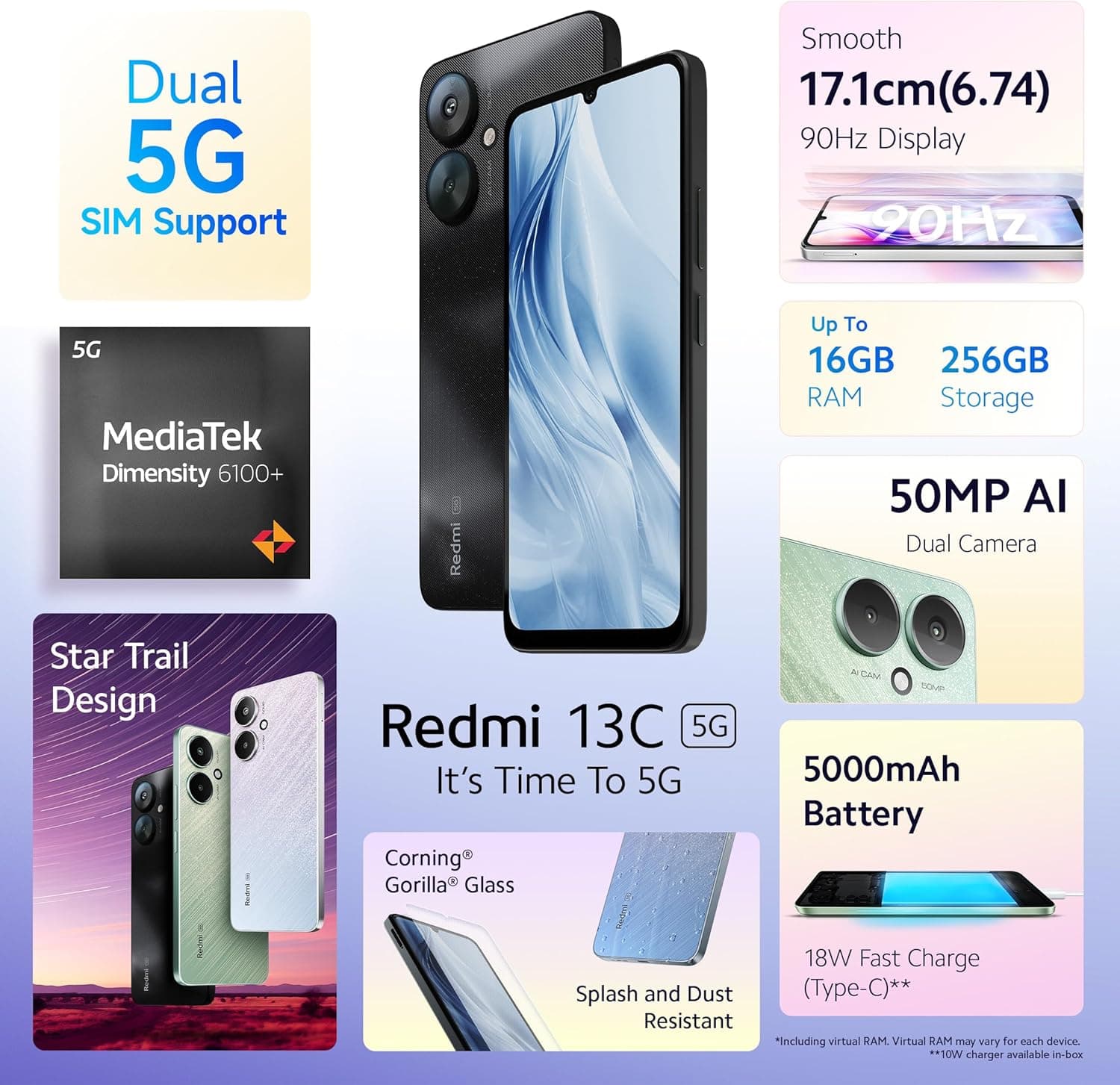Redmi 13C Dual SIM Midnight Black 8GB RAM 256GB 4G