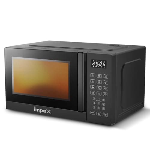 IMPEX 20L Digital Microwave Oven with 99-Minute Timer, 9 Preset Menus, Child Safety Lock, Defrost Function, 700W Power, 255mm Glass Turntable, Push Button Door, and Cooking Indicator (MO 8101ADB)