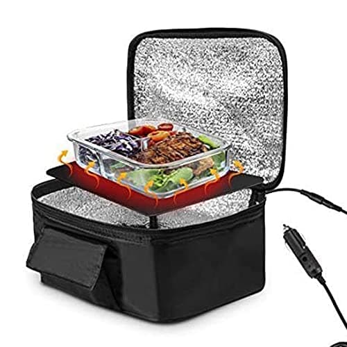 Tyenaza Mini Portable Car Microwave, 12V 90W Car Food Warmer Personal Food Warmer for Road Trip, Camping, Picnic, Family Gathering(28x20x12cm)