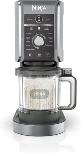 Ninja CREAMi Deluxe Ice and Ice Drink Machine with 2 Cups, 10 Functions, Makes Ice Cream, Gelato, Sorbet, Frozen Yoghurt, Milkshakes, Slushi & More, 2-in-1 Flavour Option, Silver, NC502EU