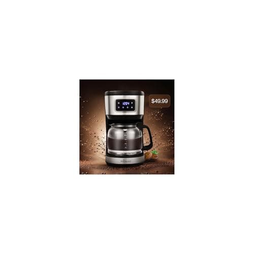 Programmable Coffee Maker 12 Cup Brew & Drip coffee machine, Fully Automatic, 1-4 Cup Setting, Stainless Steel, Keep- Warm Function, Household