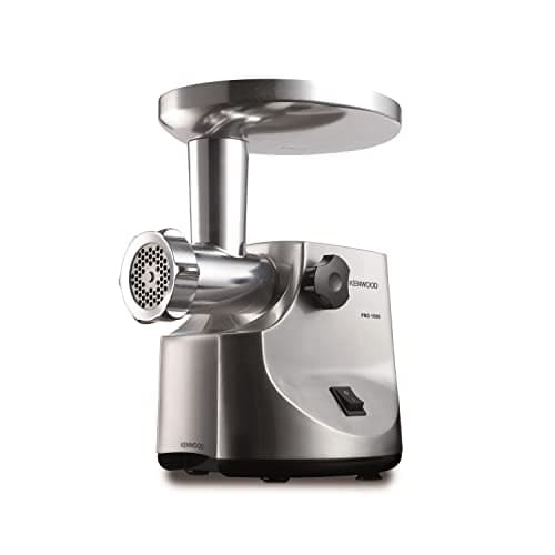 KENWOOD Meat Grinder 1600W Powerful Metal Body Mincer with Kibbeh Maker, Sausage Feed Tube Pusher, 3 Stainless Steel Screens for Fine, Medium & Coarse Results MG510 Silver