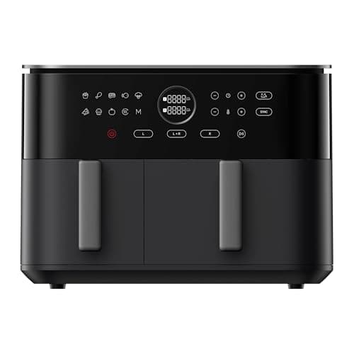 Xiaomi Dual Zone Air Fryer 10L, 2 Baskets (3.5L + 6.5L), 2700W, 6-in-1 Functions – Air Fry, Roast, Bake, Grill, Reheat, Dehydrate – Smart Sync Cooking, 101 Recipes, Dishwasher-Safe, Black