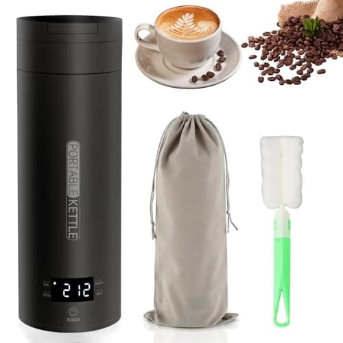 Necomi Portable Electric Kettle for Travel, 500ML Water Boiler Tea Kettle with 4 Variable Presets, 316 Stainless Steel, Auto Shut Off & Boil Dry Protection, for Coffee Milk Tea