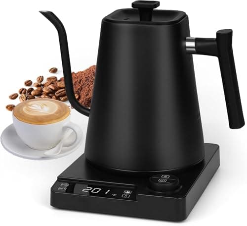 Oasisgalore 1L Gooseneck Coffee Kettle with Temperature Control, غلاية قهوة كهربائية Small Stainless Steel Smart Multi Purpose Electric Tea Kettle 1200W Rapid Heating Electric Water Tea Boiler (Black)