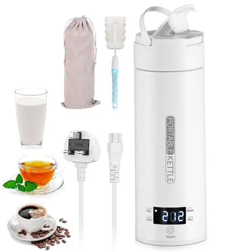 Travel Electric Kettle Portable Mini Tea Coffee Kettle 500ML, Small Hot Water Boiler with 4 Temperature Settings, 316 Stainless Steel with Auto Shut-Off & Boil Dry Protection, BPA-Free (White 500ml)