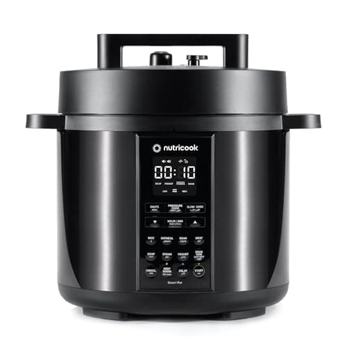 Nutricook Smart Pot 2, 8 Liters, 9 In 1 Electric Pressure Cooker, Slow Cooker, Rice Cooker, Steamer, Sauté Pot, Yogurt Maker & More, 12 Smart Programs With New Smart Lid, 2 Years limited Warranty