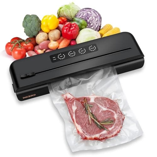 INKBIRD Vacuum Sealer Machine IVS-011 with Starter Kits One-touch Operation Food Vacuum Packer with Built-in Cutter & Detachable Drip Tray Dry/Moist Modes for 10x Food Freshness Preservation Storage
