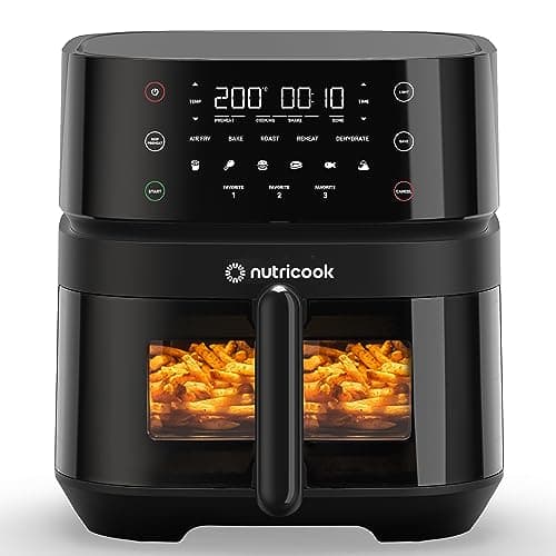 Nutricook Air Fryer 3 Vision with Clear Window and Internal Light, 5.7L, Air Fry, Roast, Bake, Dehydrate & Reheat, 6 Presets, AF357V, Black, 1700 Watts, 2 Years limited Warranty