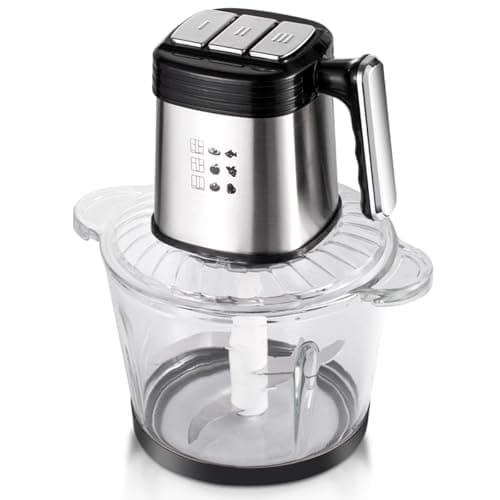 Electric Meat Grinder 3.0L & Food Chopper, Glass Bowl, Multifunctional Food Processor with 4 Blades, 300W 3-Speed Settings, Ideal for Meat, Vegetables, Nuts, and Baby Food, Dishwasher Safe