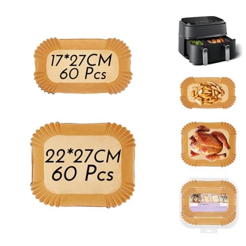 Air Fryer Liners, 60+60 Pcs Disposable Parchment Paper Liners for Philips Air Fryer 3000 Series Dual Basket