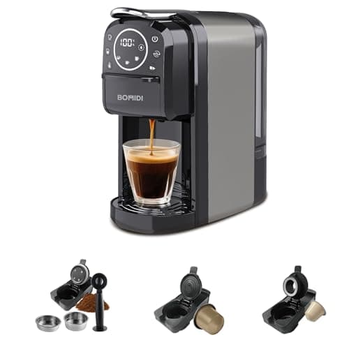BOMIDI 3-IN-1 Capsule Coffee Machine, 20 Bar High Pressure with Adjustable Temperature 55-100°C, 700mL Detachable Water Tank, Smart LED Display, Compact for Home, Office & Travel