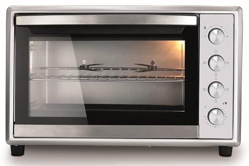 KENWOOD 100L Toaster Oven - Oven Toaster Grill Large Capacity Double Glass Door Multifunctional with Rotisserie and Convection Function for Grilling, Toasting, Broiling, Baking,Defrosting MOM99 Silver