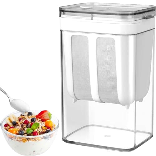 Angju Yogurt Strainer, 1100 ML Cheese Yogurt Maker with a Fine Mesh BPA-Free, Food Strainer Reusable Kitchen Tools Household Homemade Washable with Lid for Making Thick Yogurt Soybean Milk